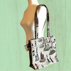 Vintage lighthouse tapestry shoulder bag matching change purse